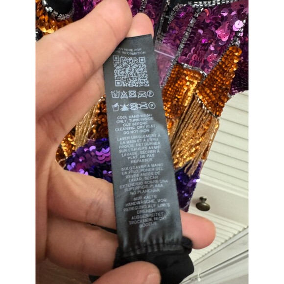 ASOS EDITION blocked chevron sequin fringe mini dress SIZE 8 - Picture 12 of 12